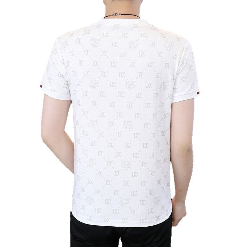 Luxury Brand Designer Clothes Summer Casual Men's Short-Sleeve Shirt, Round Neck, Pure Cotton, Slim Fit, Trendy Half-Sleeve Top, Men's Cloth