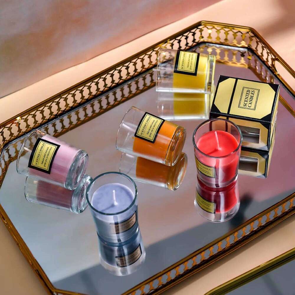 1pc Multi-Purpose Small Cup Scented Candle Frosted Glass Minimalist Home Office Decor H260225