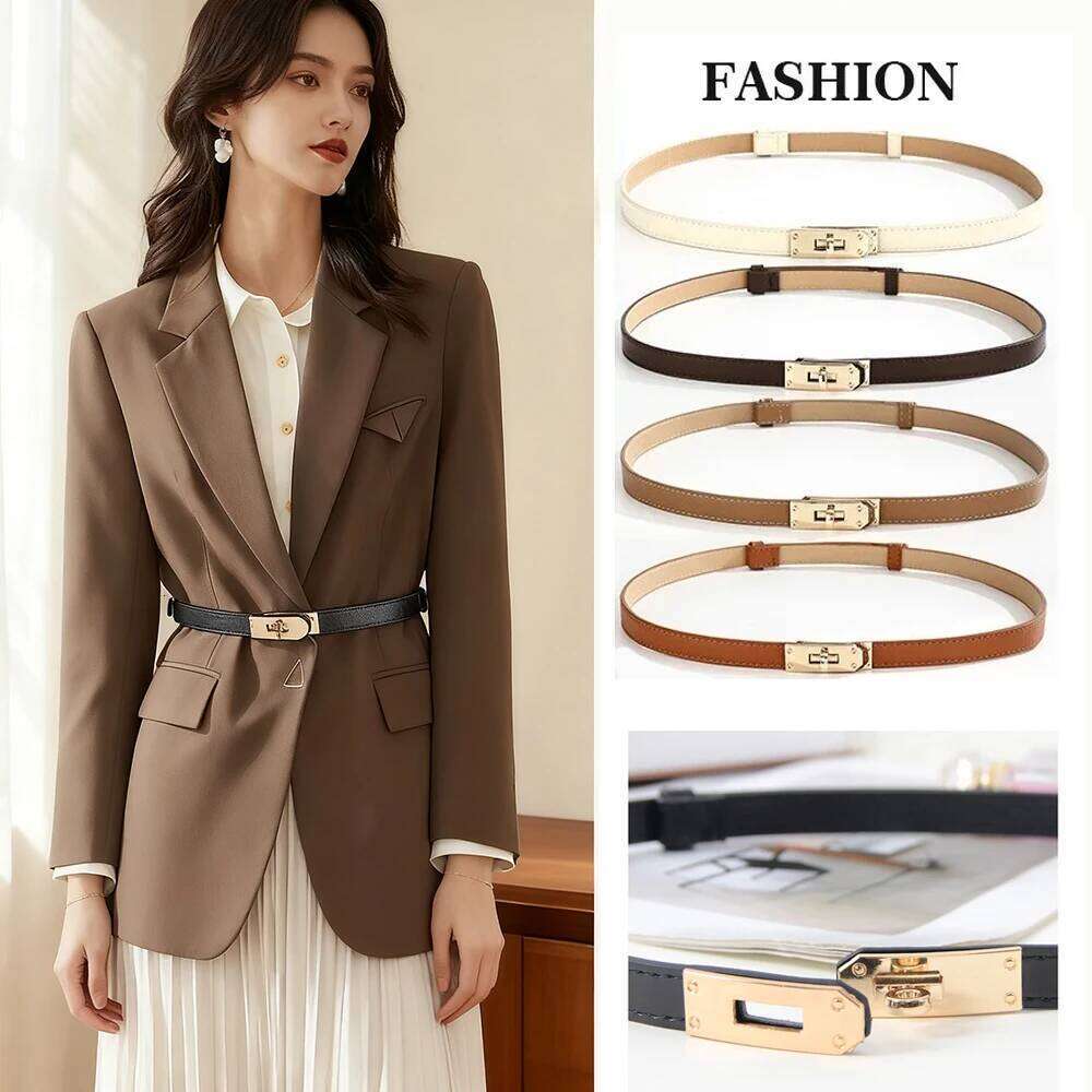 Adjustable Simple Leather Women's Skirt Suit Sweater Waist Inning Versatile Minimalist Belt Home Love Lock Buckl Y260225