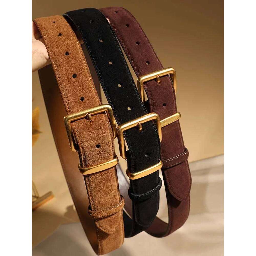 Fashion Suede Cowhide Womens Belts Genuine Leather Luxury Designer Belt Slim waist Dresses Jeans Girdle Y260225