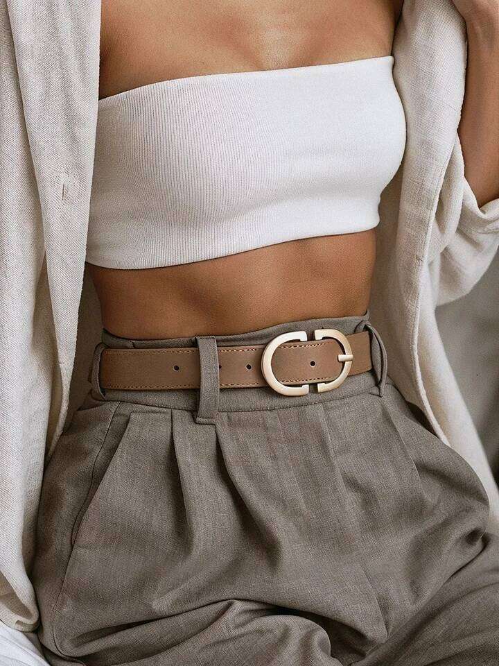 1pc New Women's belt fashion trend alloy needle buckle shape simple PU leather decorative waistband students daily casual wear Y260225