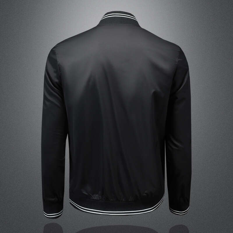 New Spring And Autumn Baseball Collar Jacket For Men, Versatile Casual Trendy Fashion Slim Fit Solid Color Coat Jk9073