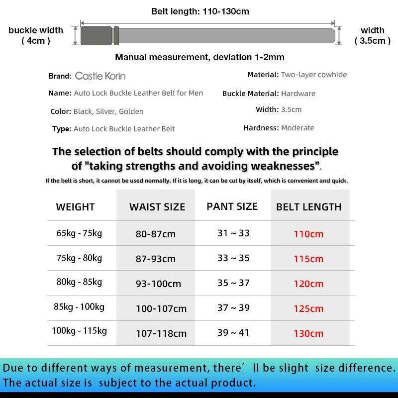 Men's leather automatic retro alloy wear-resistant mirror buckle head 100-130cm soft body business men's belt Y260225