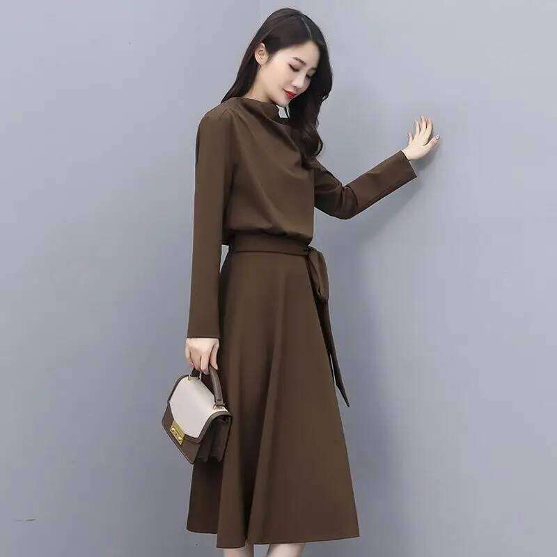 Long Sleeves Women's Elegant Midi Dresses for Women Womens Office Dress Woman Streetwear Autumn Winter Korean Style New XJ260225