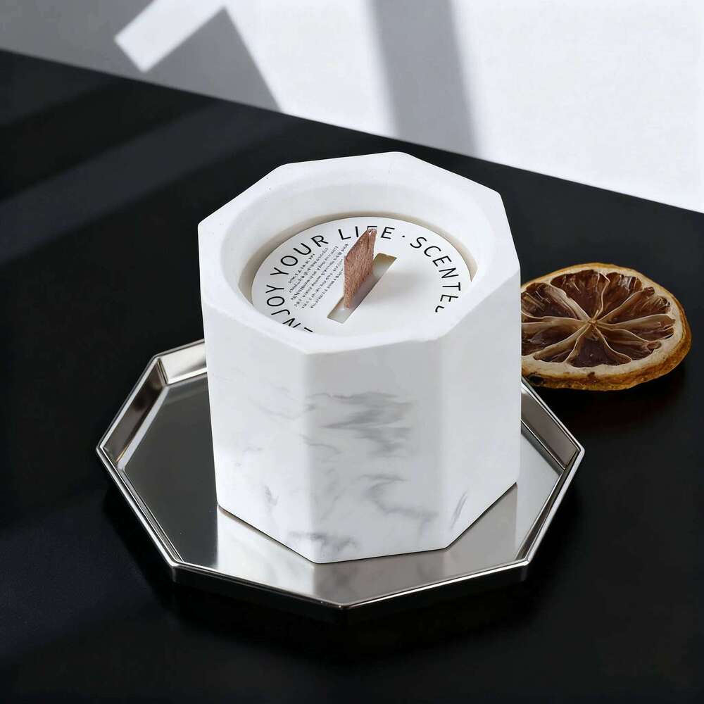 Marble Pattern Scented Candle, Smokeless Aromatherapy Jar Candle Home Decor, Relaxing Gift Set for Wedding Birthday Valentin H260225