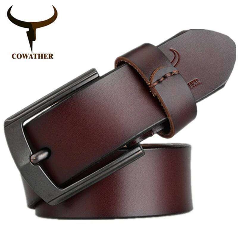 COWATHER new cow genuine leather mens belt for men high quality vintage style 100-130cm male strap ceinture homme Y260225