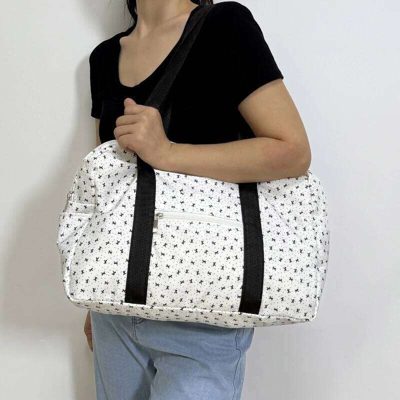 Large Capaci Oulder Sports Fitn Tote Bla Polka Dot Crossbody Faionable Trendy Youth Travel Bag Y260225
