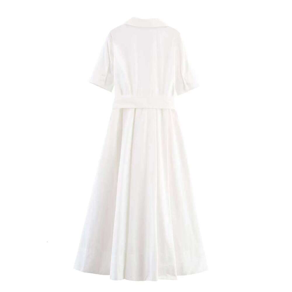 BSAY lady White Poplin big Shirt Dress Belt Women's clothing 2025 Autumn New chic female Long French Elegant Evening mujer XJ260225