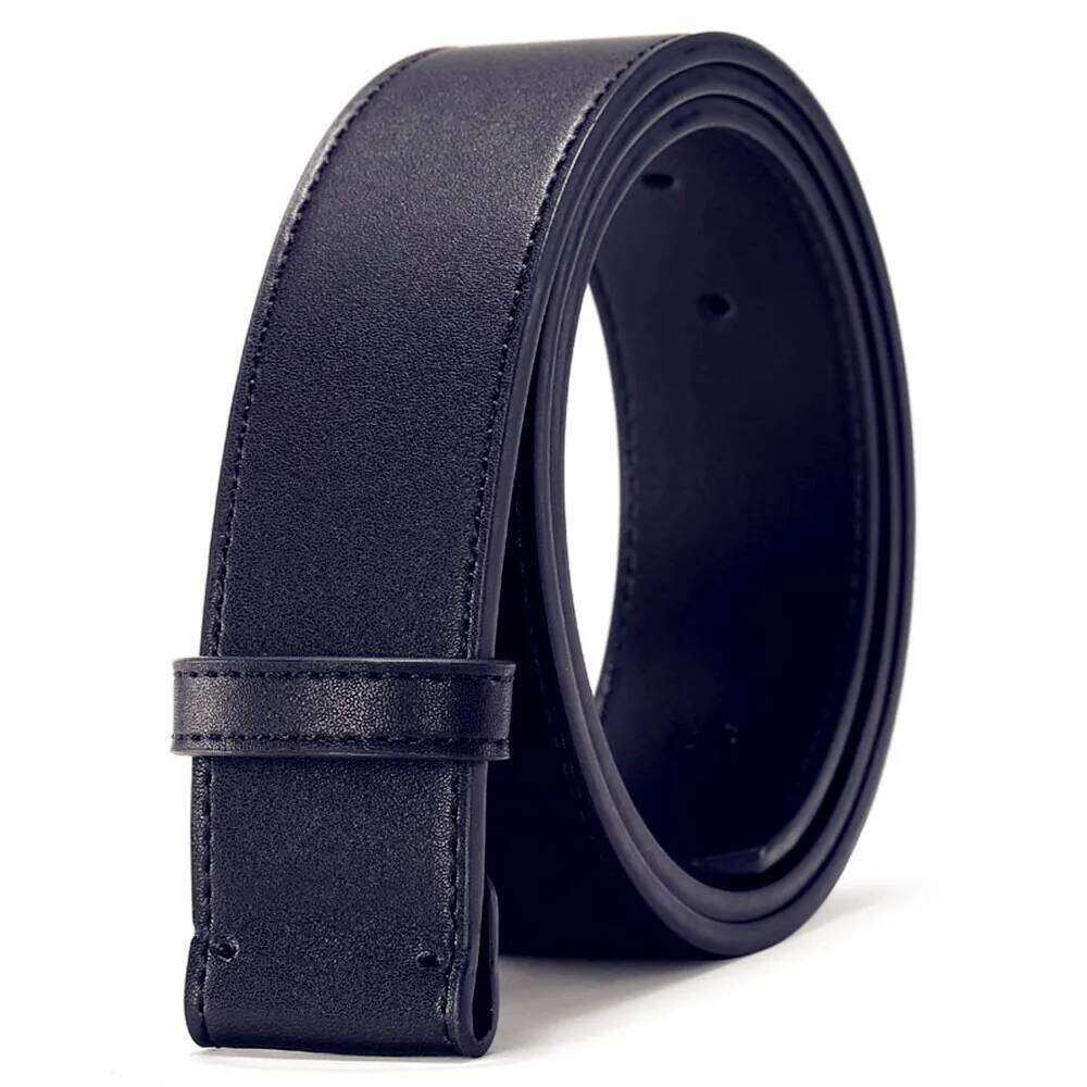 Men and women Black Cowskin Belt Body Leather Craft Apparel Waistband Accessories Business Belts no buckle Y260225