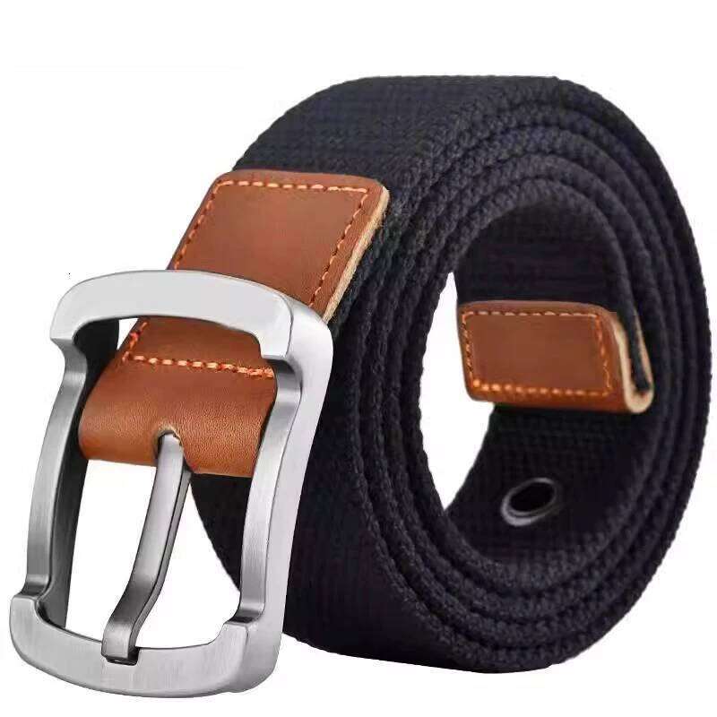 Fashionable Trendy Canvas Men's and Women's Casual Belt Student Youth Cargo Pants Needle Buckle Wide Neutral Belts Y260225
