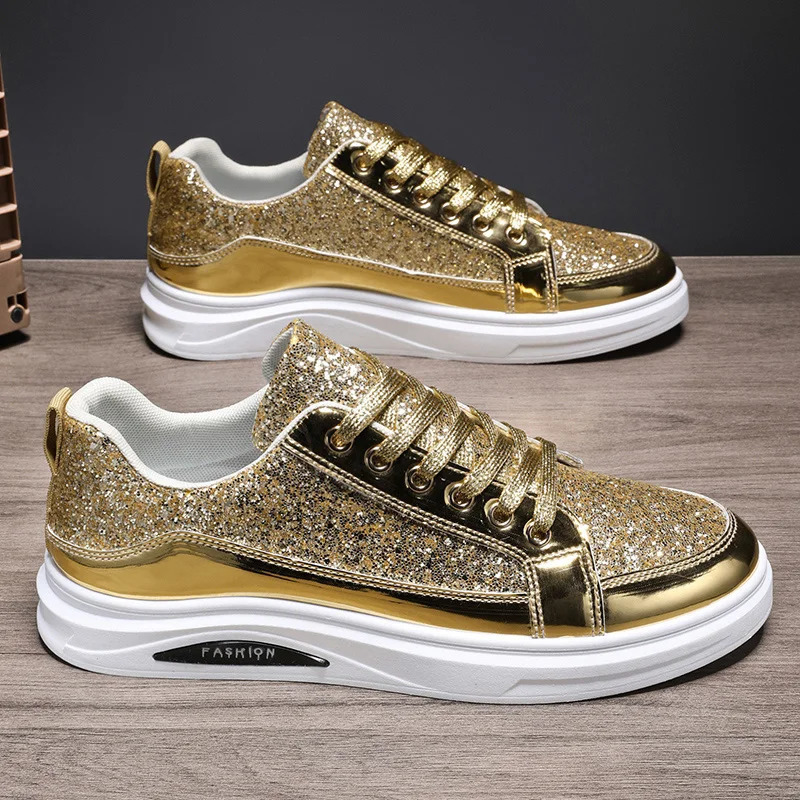 Spring and Autumn Personalized Sequin Mens Shoes Fashionable British Style Casual Trendy Versatile LowTop Sports Sneakers 260208
