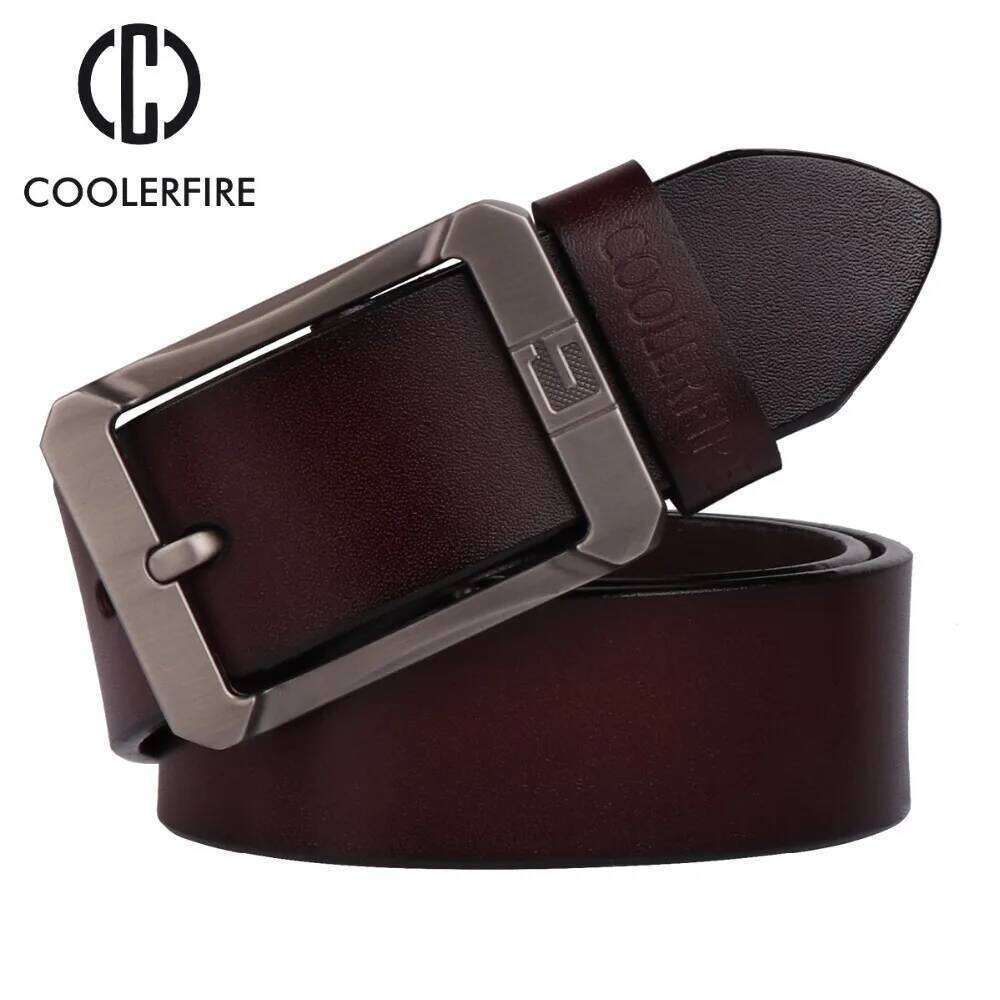 New Coolerfire genuine leather belts for men brand male pin buckle jeans Mens Belt Luxury Designer High Quality Leather belt Y260225