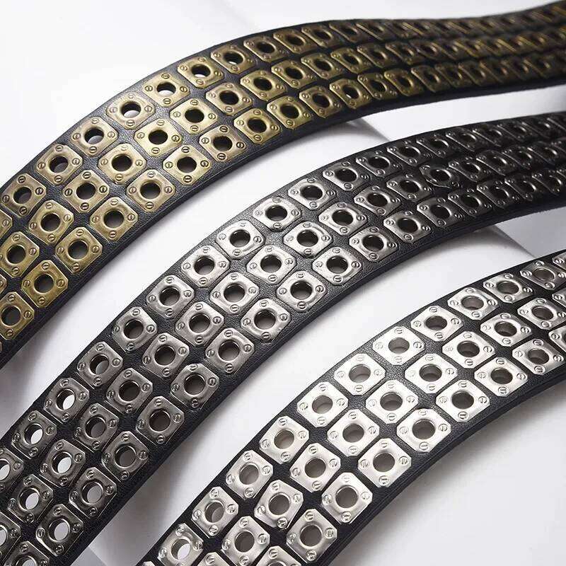 High Quality Hollow Rivet Designer Belt For Men And Women Gothic Accessories personality Punk Style Ideal choice for Gift Jeans Y260225