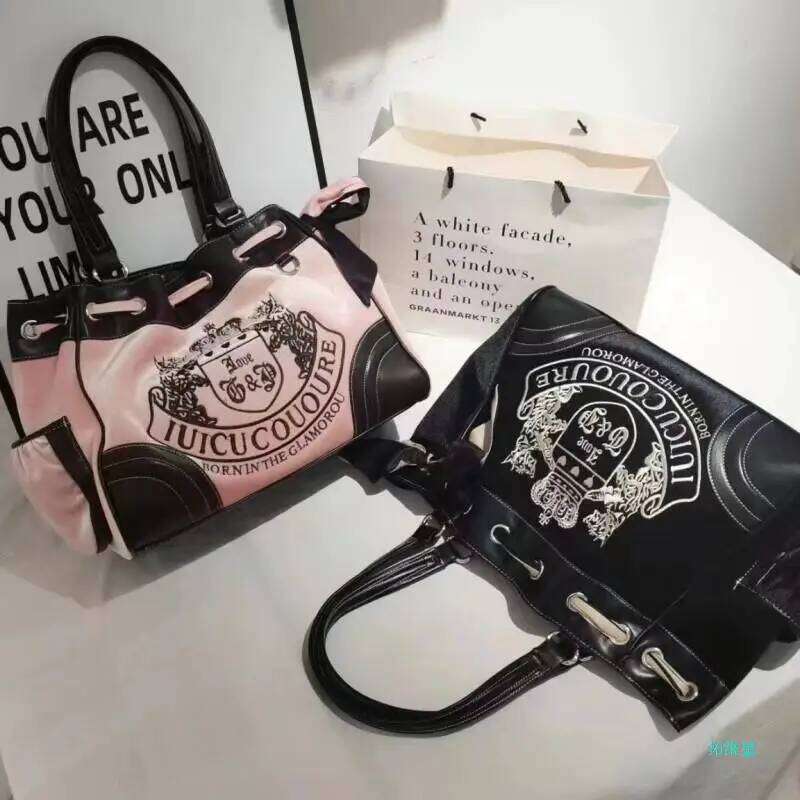 Women Blue Pink Top-handle Large Capacity Girls Y2k Denim Boston Bag Designer Crossbody Handbag Multi-pocket Tie-dyed Bags H260225