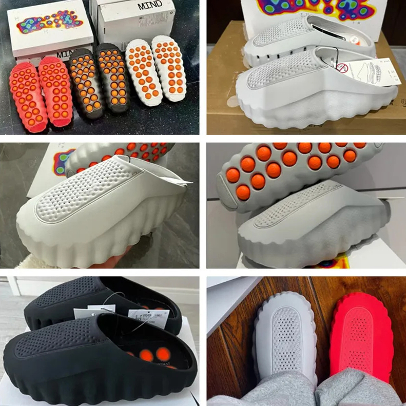 Desginer slides mind 001 slippers mind 002 running shoes soft Rubber Tech Comfort Foot massage Bone White Red Black Light Grey Men Women mind001 summer Beach slide