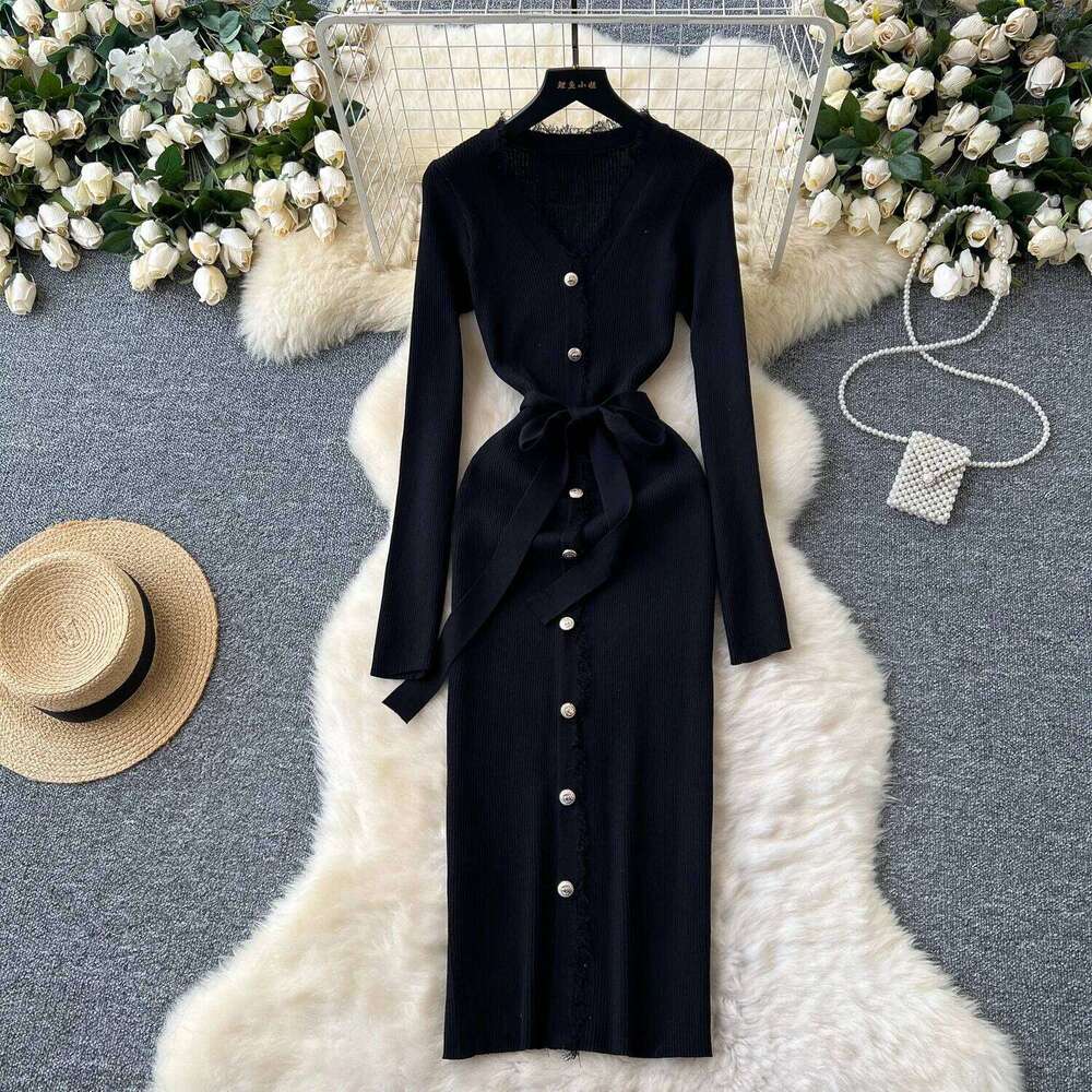 Sweater Knit Spring New In 2024 Casual Elegant Commuter Long Knitted Dress Women's Clothing XJ260225
