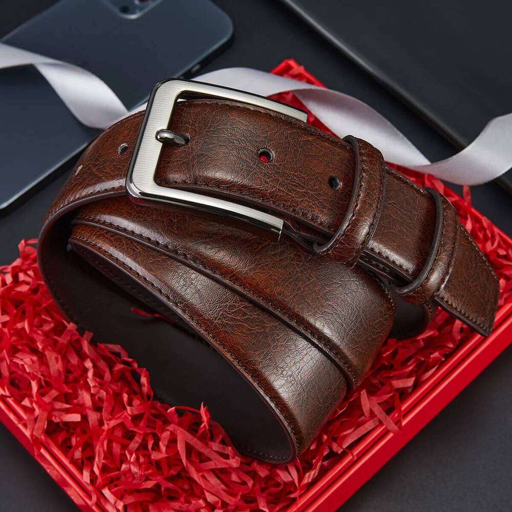Genuine Leather High Quality Pin Buckle Jeans Men's Retro Cowhide Casual Business Denim Belt Y260225