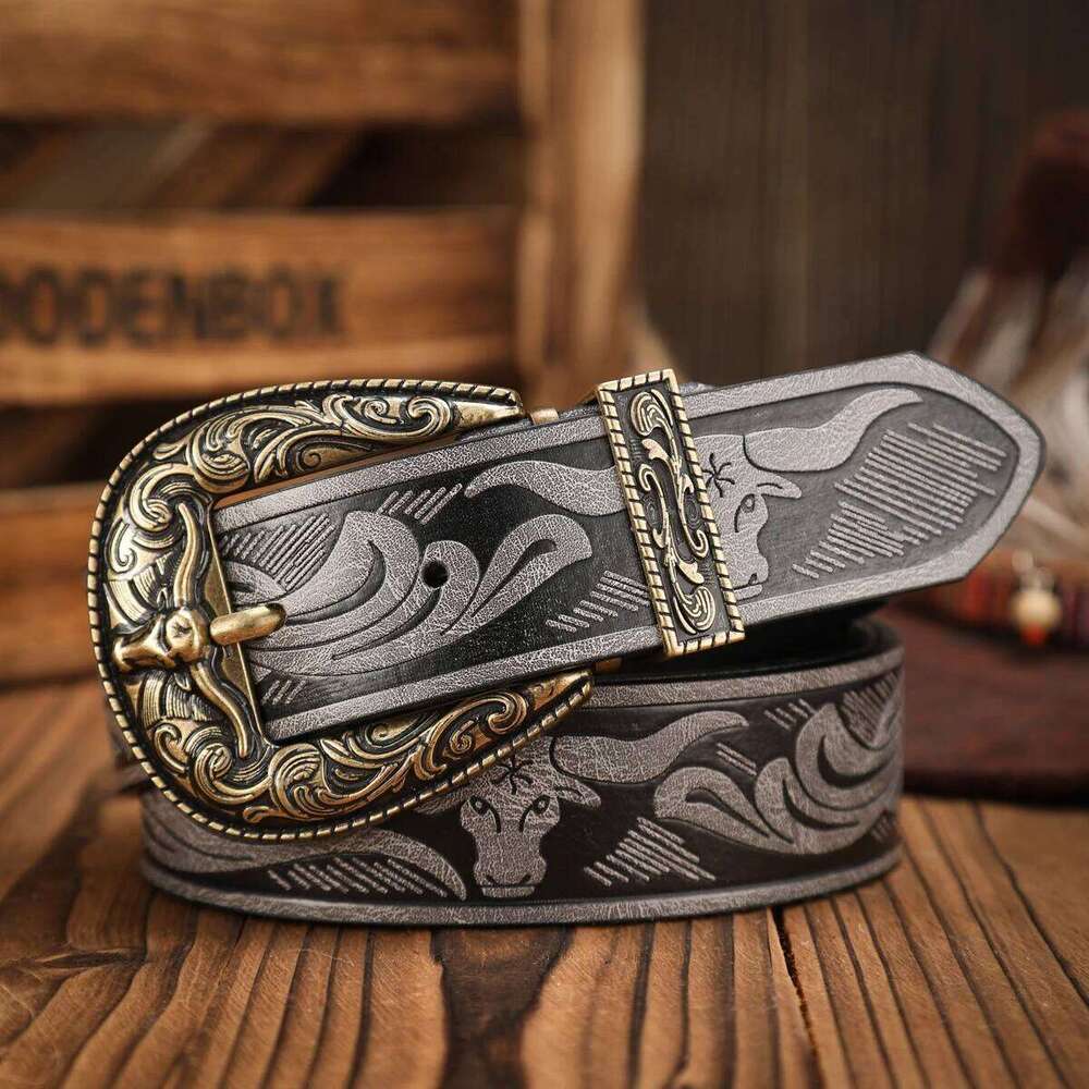 A casual, individual retro a Western-style clothing accessory, metal buckle, PU belt, suitable for both men and women Y260225