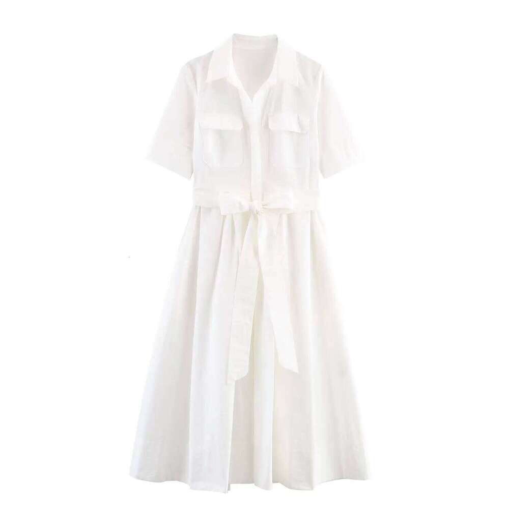 BSAY lady White Poplin big Shirt Dress Belt Women's clothing 2025 Autumn New chic female Long French Elegant Evening mujer XJ260225