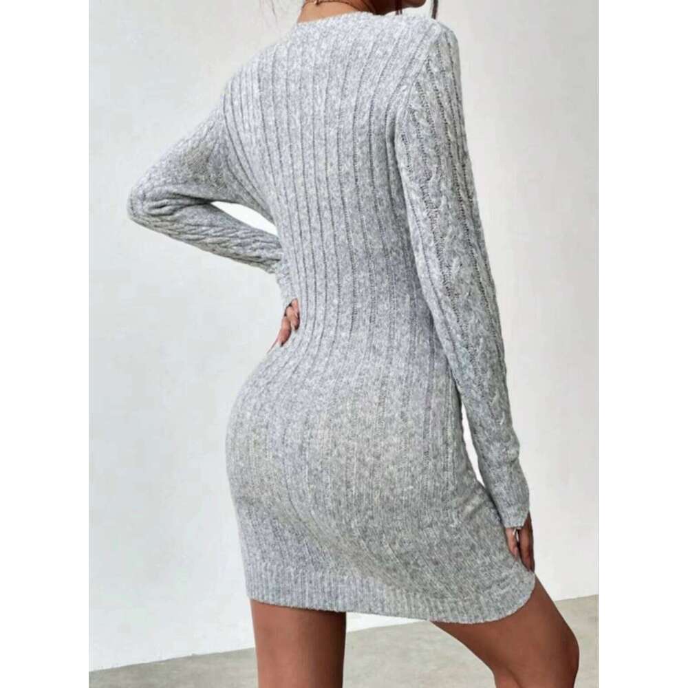 Spice Girl niche temperament knit crew neck dress Women's new autumn and winter slim base with short skirt XJ260225