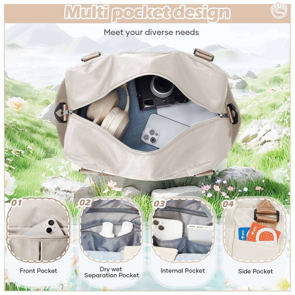 Large Capacity Lightweight Women's Overnight Tote for Gym, Outdoor Business Trips Travel Bag Ryanair Cabin 40x20x25 Y260225