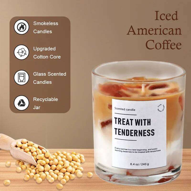 Scented Coffee Flavored Candle Smokeless Soy Wax Candles Home Decoration m H260225