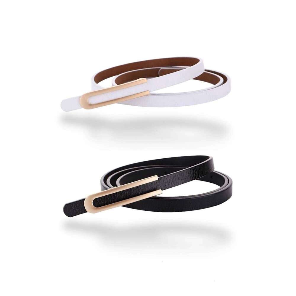 Women's Fashion Elegant Skinny Slim Genuine Leather Belts Waistband Thin Waist Belt With Gold Color Alloy Buckle Y260225