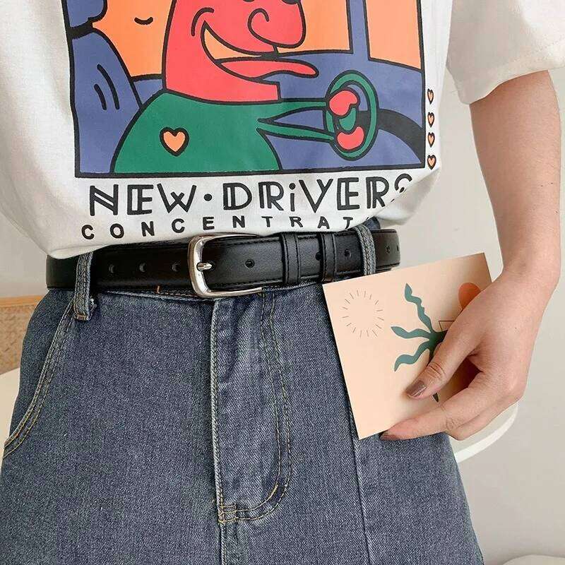 A men, simple and versatile, student black needle buckle, personalized decoration, belt for women Y260225