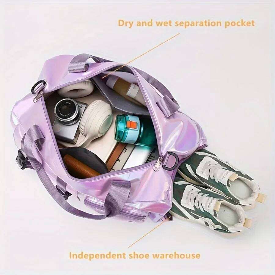 Large Capacity Women'S Nylon Travel Duffel Bag,Weekender Gym Tote with Shoe Compartment, Versatile Sports & Fitness Carry-On Y260225