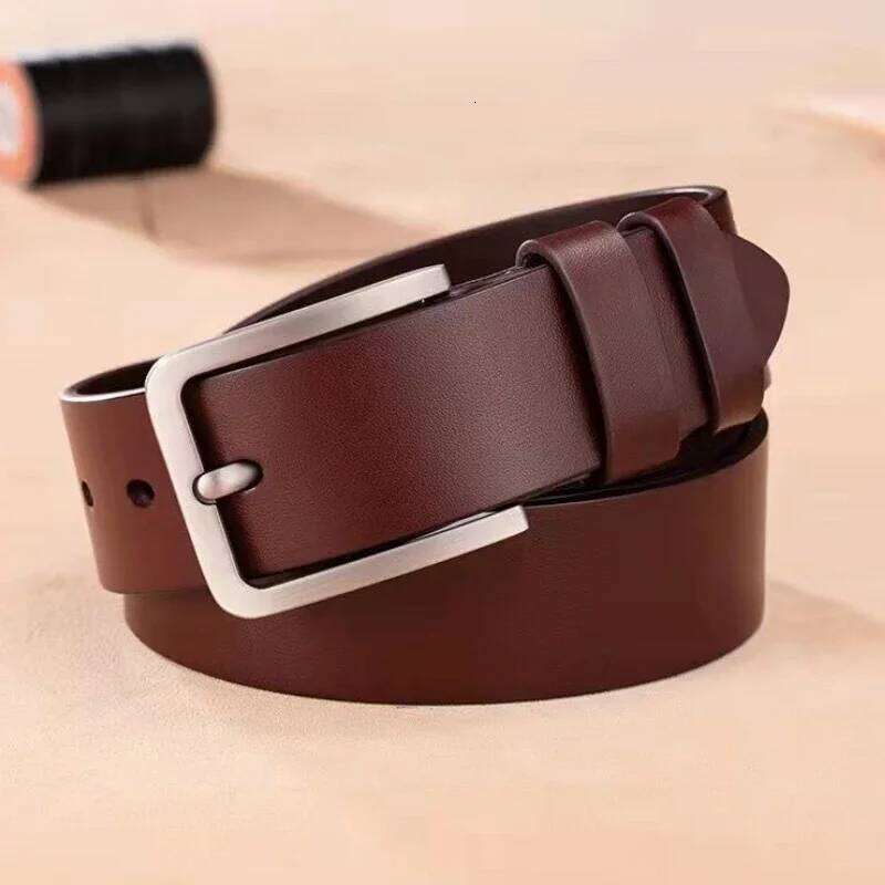 Men's Vintage Casual Black Pin Buckle Student Versatile Leather Wide Belt Y260225