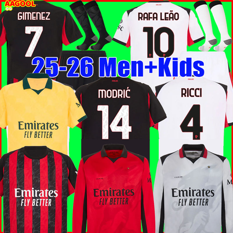 25 26 AC MilLAn Soccer Jersey 4th fourth SLAM JAM Football shirt MODRIC THEO PULISIC ROMAGNOLI RAFA LEAO JOAO FELIX GIMENEZ 2026 Men Kids kit set uniforms