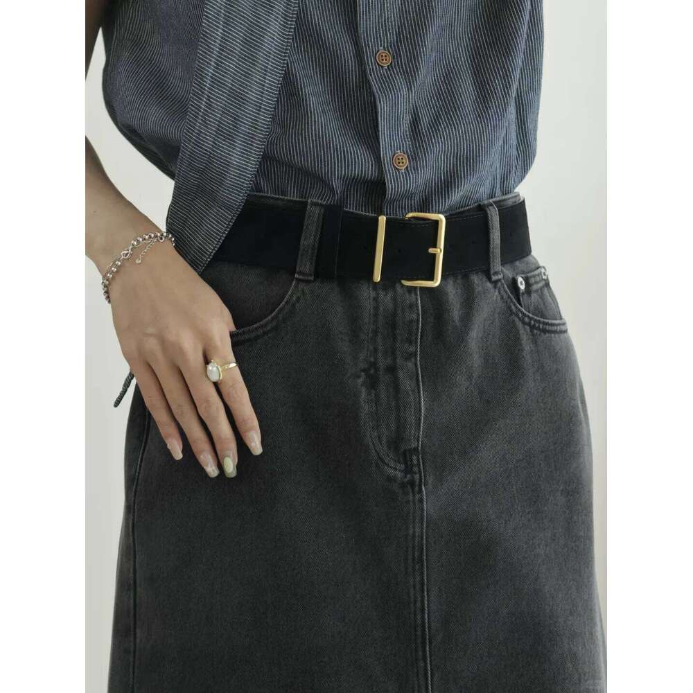 Retro metal buckle for women new design suede leather belts versatile denim jeans coats dress waist belt Y260225
