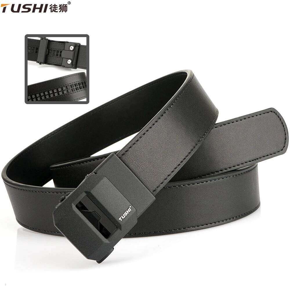 TUSHI New Leather Tactical Luxury Automatic Buckle for Belt Designer Belts Men High Quality IPSC Girdle Male Black Y260225
