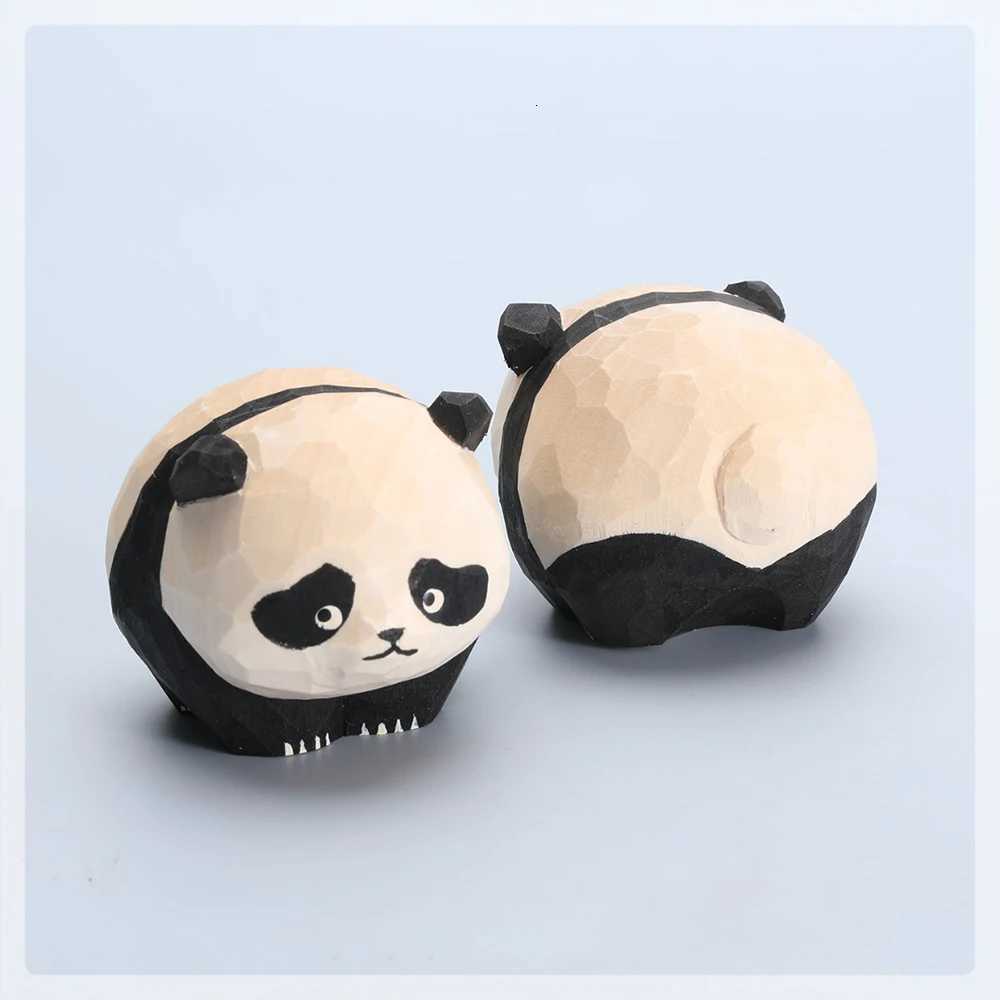 Handcrafted wood carving Panda Statue Christmas Panda for Christmas Ornaments Decor Home Decor New Year Gift Panda Figurine H260225