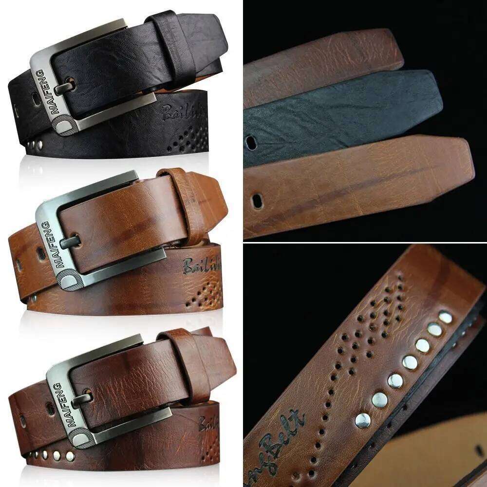 Genuine Leather Men's Belt Luxury High Quality Classic Buckle Business Cowboy Vintage Waistband Alloy Belts Y260225