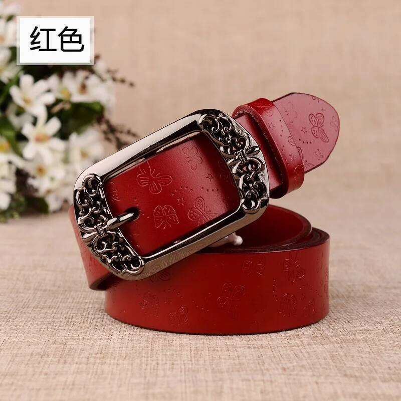 Explosive pin buckle belt, women's retro casual decorative carved belt. Various colors to choose Y260225