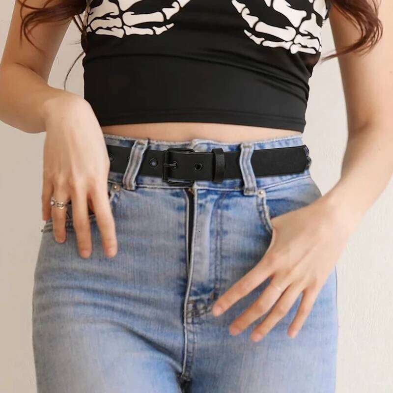 Purple Rivet Punk Women's Belt Hip Hop Y2k Jeans Accessories Girdle Fashion Trend Pu Leather Pin Buckle Waistband Unisex Y260225