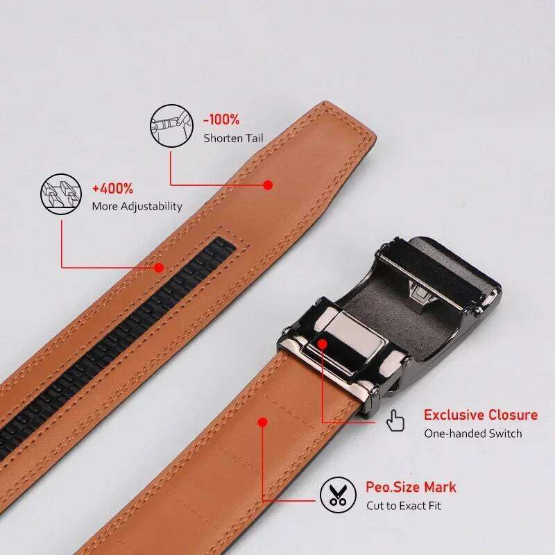 Men's Automatic Buckle Genuine Leather Cowhide Leisure Fashion Pants Belt, Men Waistband, With Gift Box Y260225