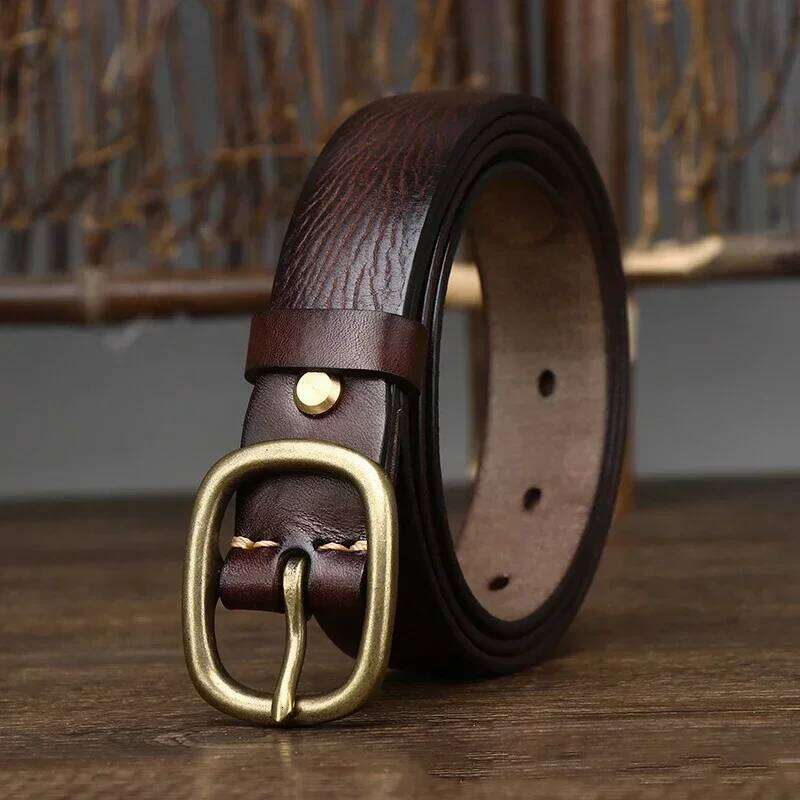 2.8CM Ladies Thick Cowhide Copper Buckle Genuine Leather Jeans Belt Women High Quality Retro Luxury Cintos Female Waistband Y260225