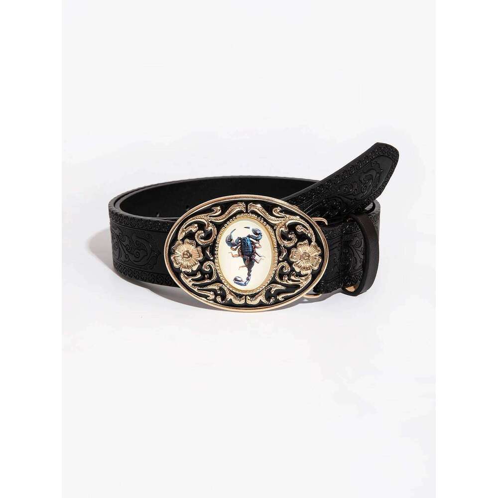 1pc men's multi-color vintage carved court scorpion buckle dragon embossed jeans versatile decorative belt Y260225