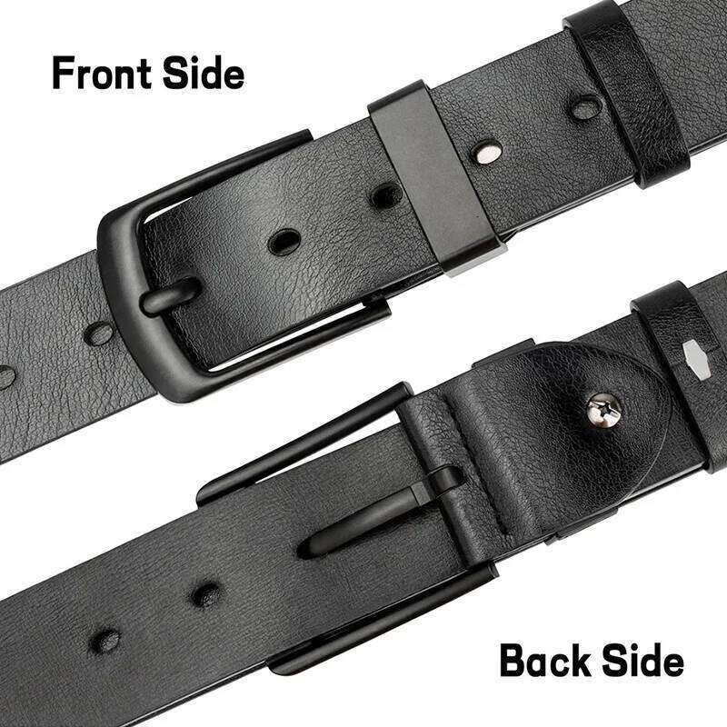 Maikun Men's Vintage Casual Black Pin Buckle Student Versatile Leather Wide Belt Y260225