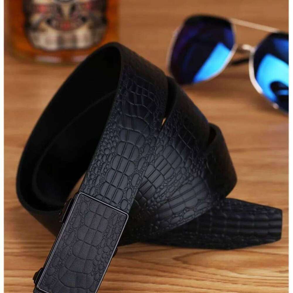 Genuine Leather Automatic Buckle Crocodile Pattern Multifunctional Light Luxury Men's Business Trouser Belt Y260225