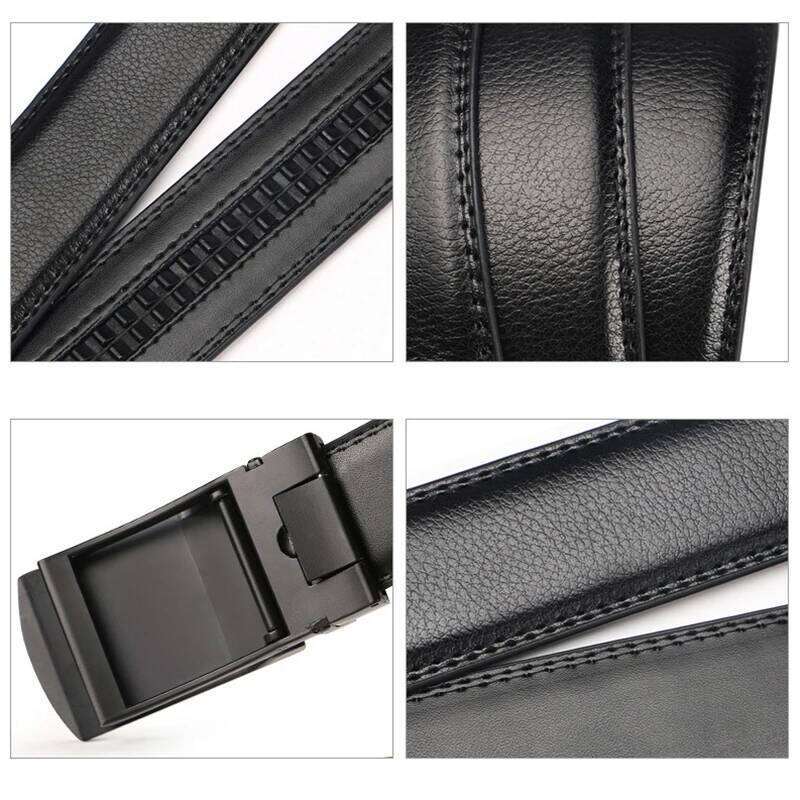 Genuine Belt Metal Automatic Buckle Ratchet Cowskin Jeans Leather Strap Belts for Men Pants Waistband Y260225
