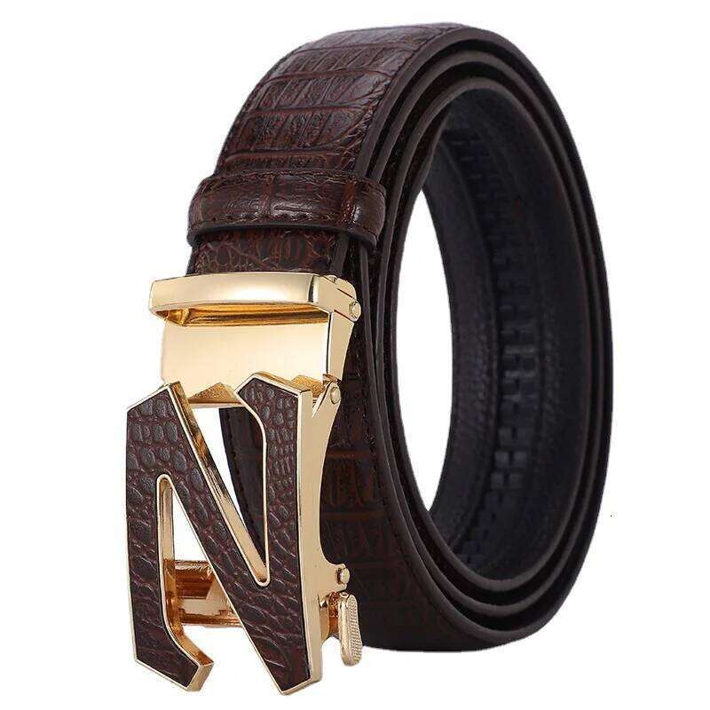New Mens Genuine Leather Luxury of Men Male Metal Automatic Buckle Designer High Quality Waist Belt Y260225