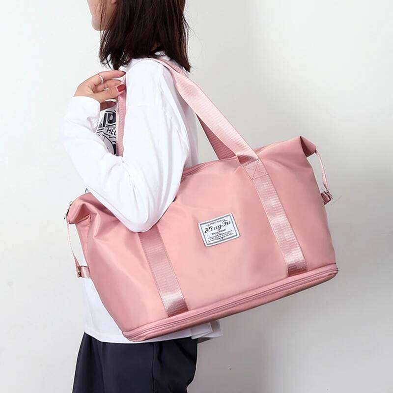 Extendable Women's Large Capacity Storage Luggage Leisure Travel Duffle Bag Waterproof Nylon Sports and Fitness Handbag Y260225