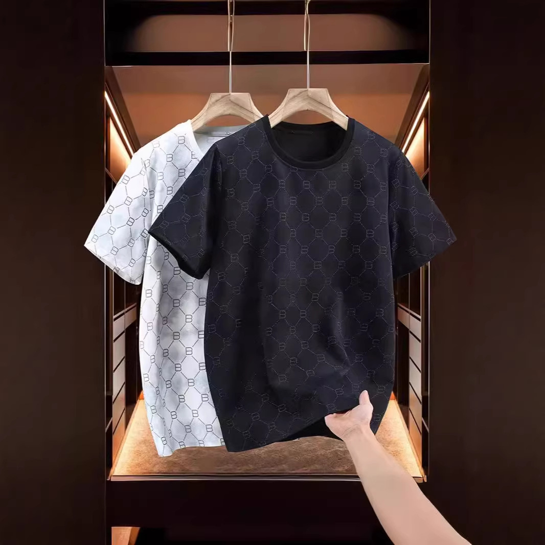 Luxury Brand Designer Clothes Men's Plus Size T-Shirt Loose Fit Summer 24 New European Style Resin Craft Extra Large Casual Men's Fashion Tr