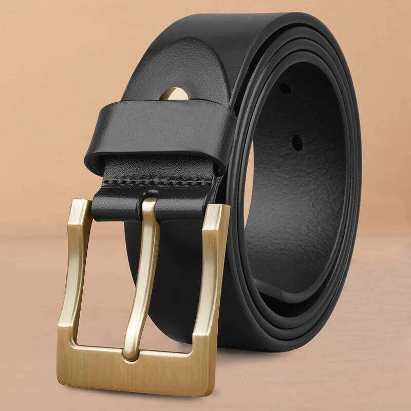 Men's Male Pure Cowhide, Genuine Leather Casual Pants Belt, Stylish Designer New Fashion Retro Pin Buckle, High Quality Y260225