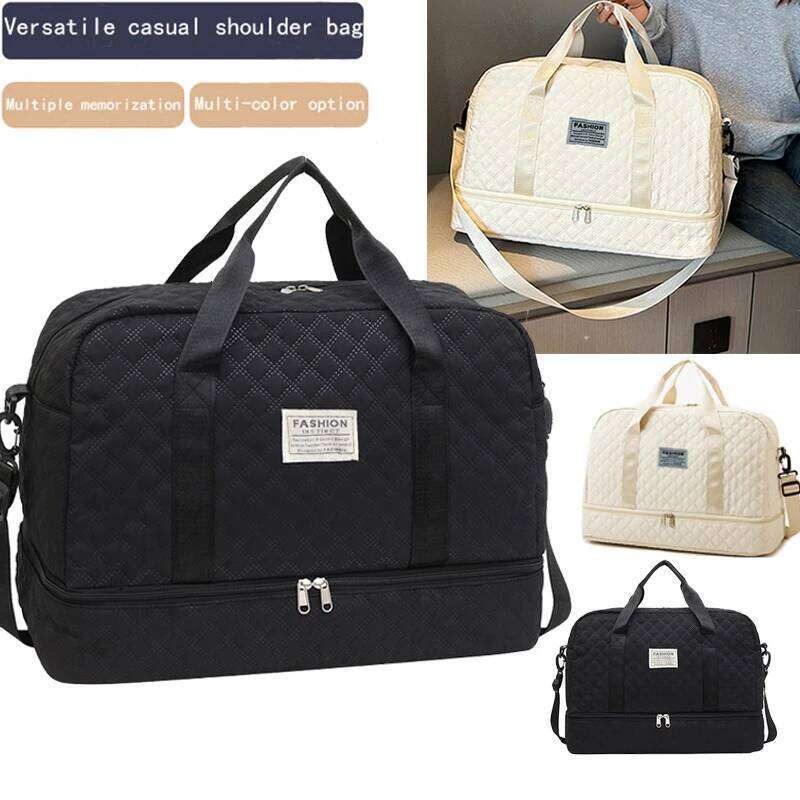 Sleek Multi-purpose Duffle for Daily Travel Stylish "FASHION" Emblem Quilted Lightweight Spacious Casual Functional Bag Y260225