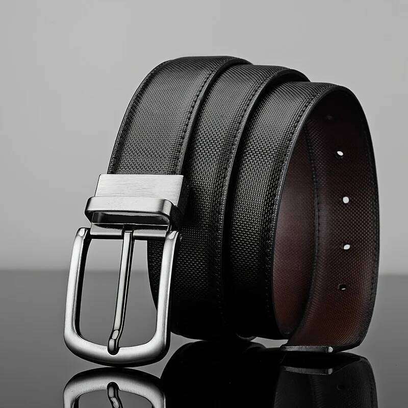 Casual Business Alloy Buckle Double-Sided Wearable Men'S High-End Trendy Belt, Gift For Boyfriend And Dad Y260225