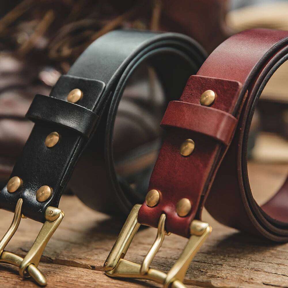 Maden Vintage Handmade First-Layer Cowhide Automatic Buckle Brass Quick-release Belt for Men's Daily Y260225